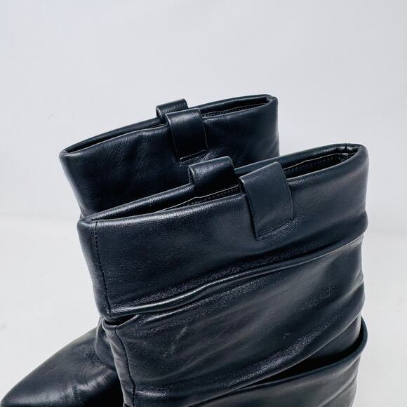 D’Amelio Black Leather Slouch Boots 10M Pointed Toe Minimalist Sleek - Picture 4 of 14